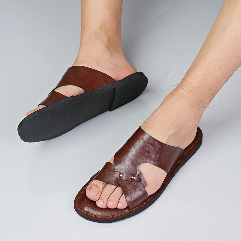 Zapatillas de cuero hechas a m - Flip Flop Leather Men reseña y precio