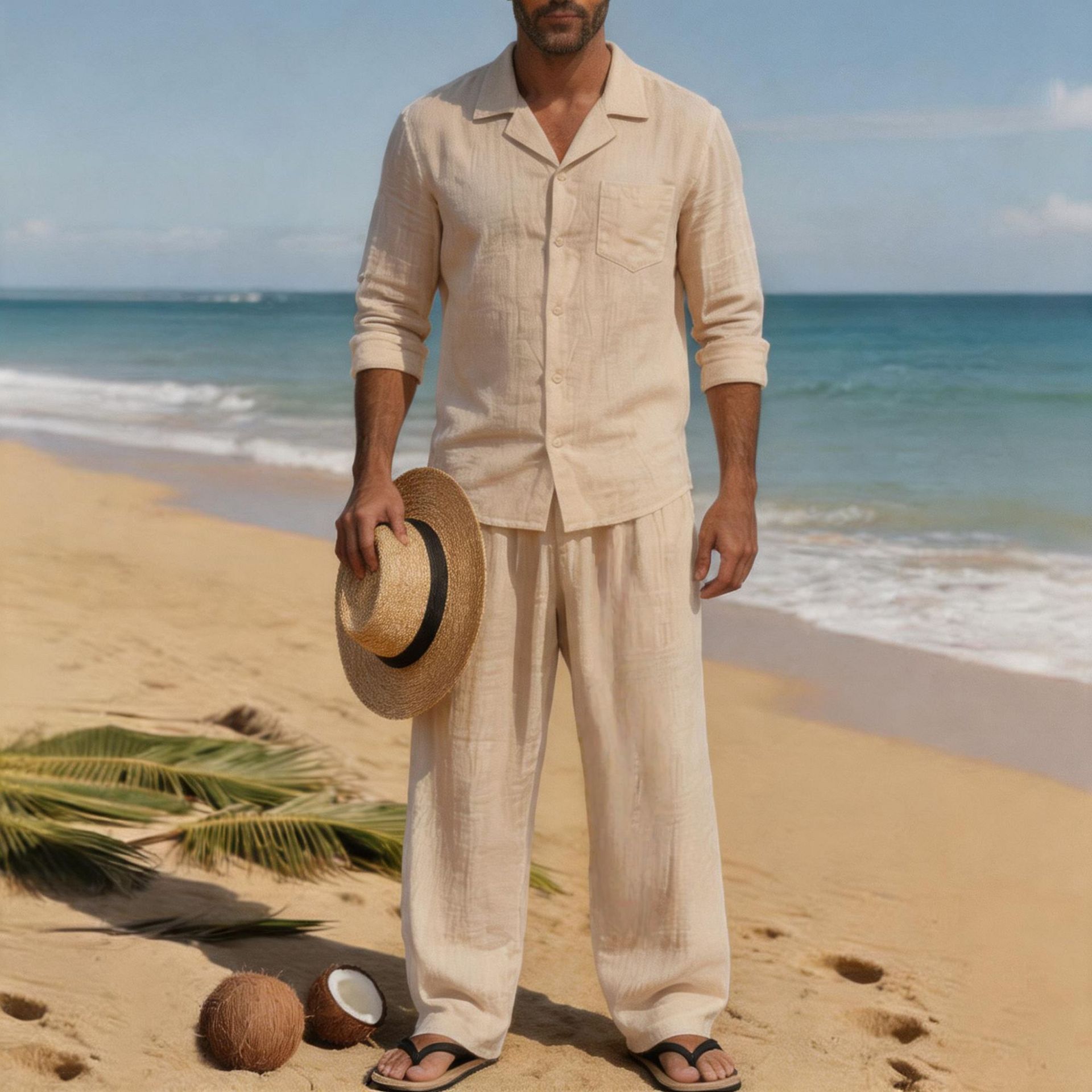 Traje de Playa de Lino para Ho - Linen Shirt Breathable reseña y precio