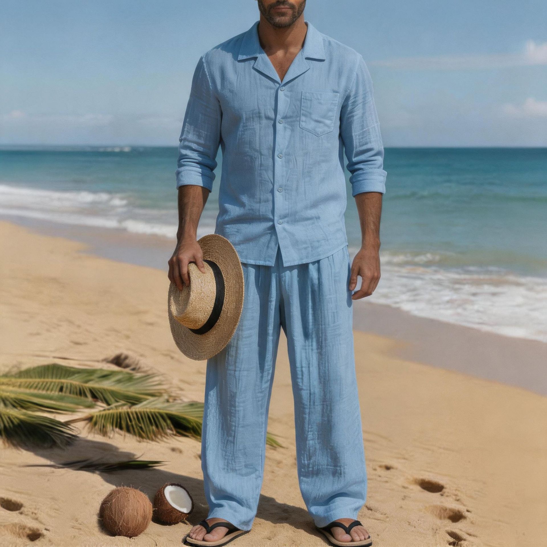 Traje de Playa de Lino para Ho - Linen Shirt Breathable reseña y precio